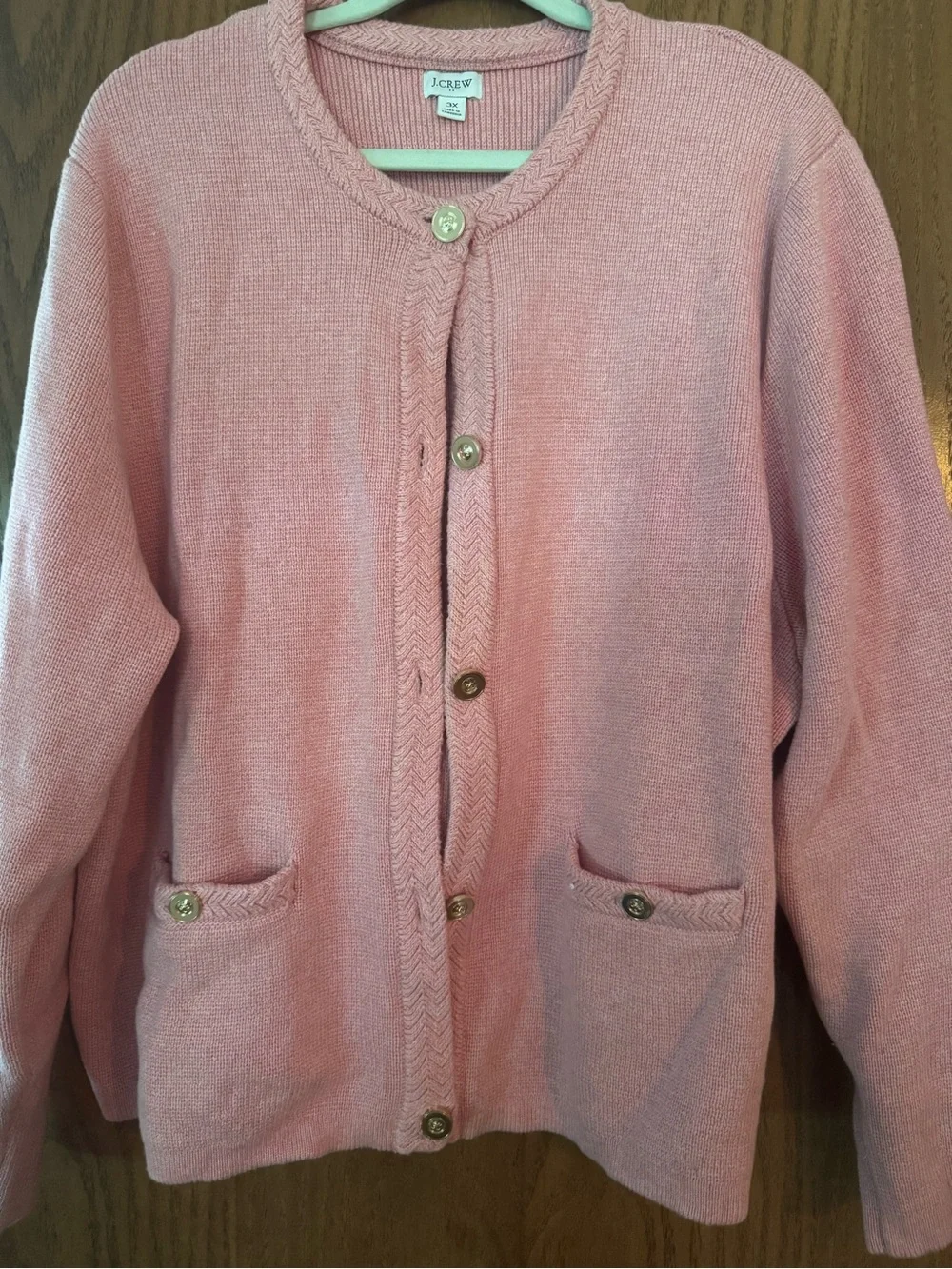 J. Crew Rose Pink Button-Front Knit Cardigan
